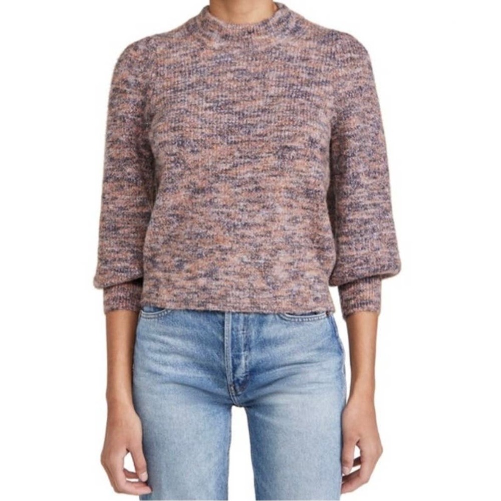 Madewell Space Dyed Eaton Puff-Sleeve Sweater Mock Neck Size XS NWT - Picture 2 of 10